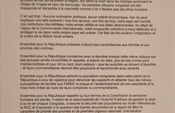 RDC : Notre incapacité à mettre un terme à ces tueries est insupportable, (Moïse Katumbi sur lattaque du 31 décembre à Beni)
