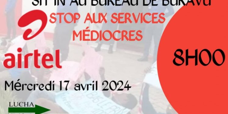 Bukavu : la LUCHA en sit-n ce 17 avril devant les bureaux de la maison de télecommunication AIRTEL
